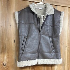 Pink Lily Brown Shearling Vest
